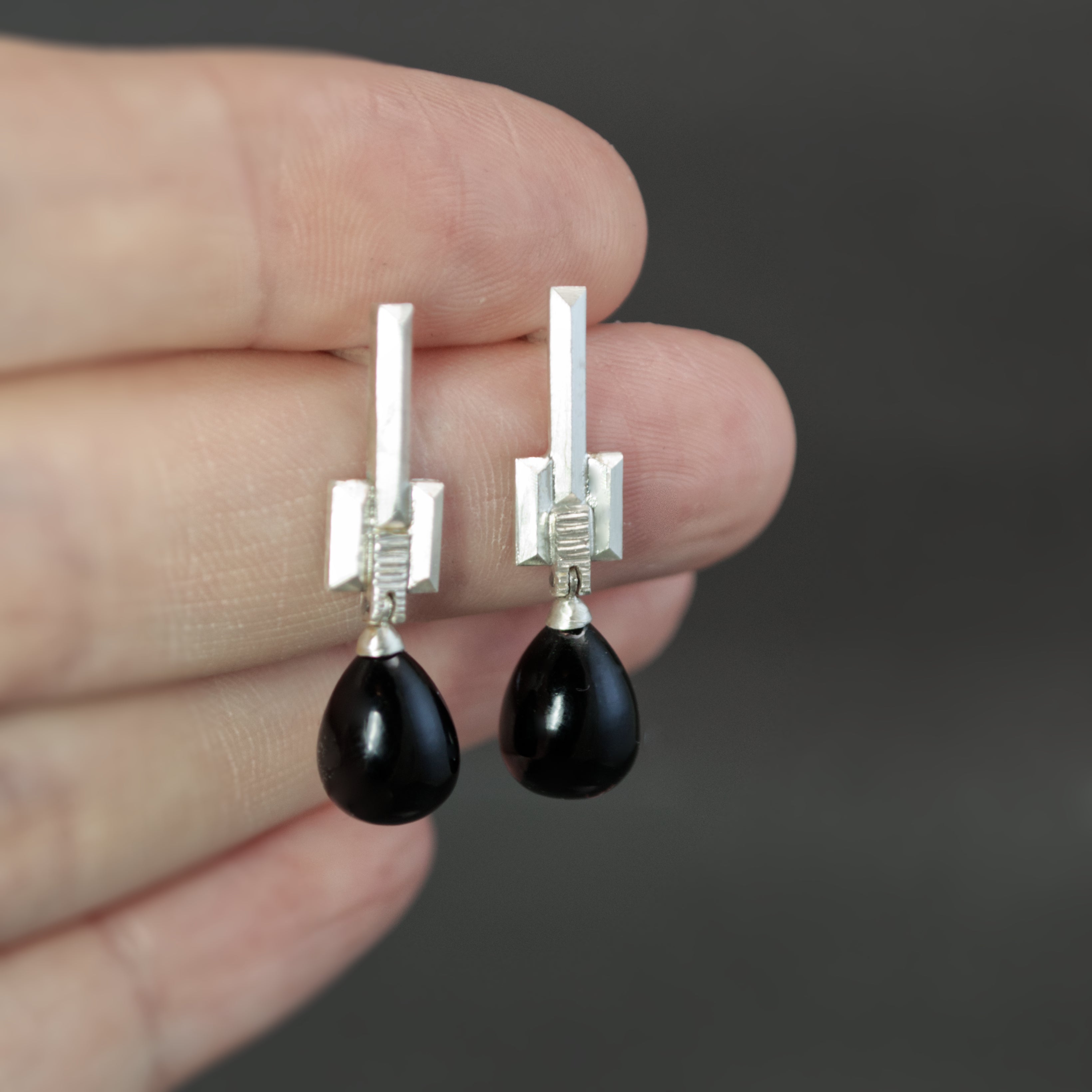 Onyx Drop Culet Earrings
