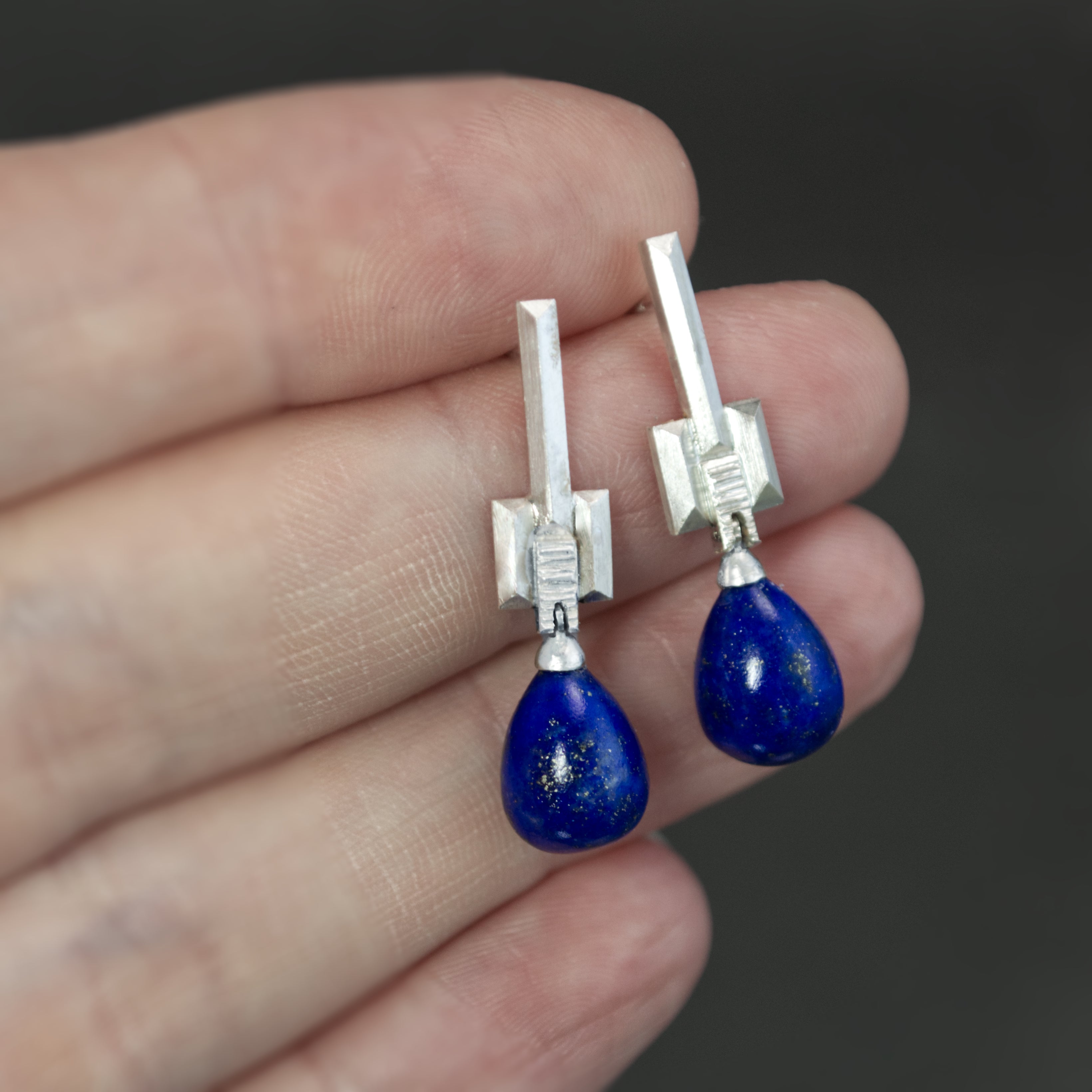 Lapis Drop Culet Earrings