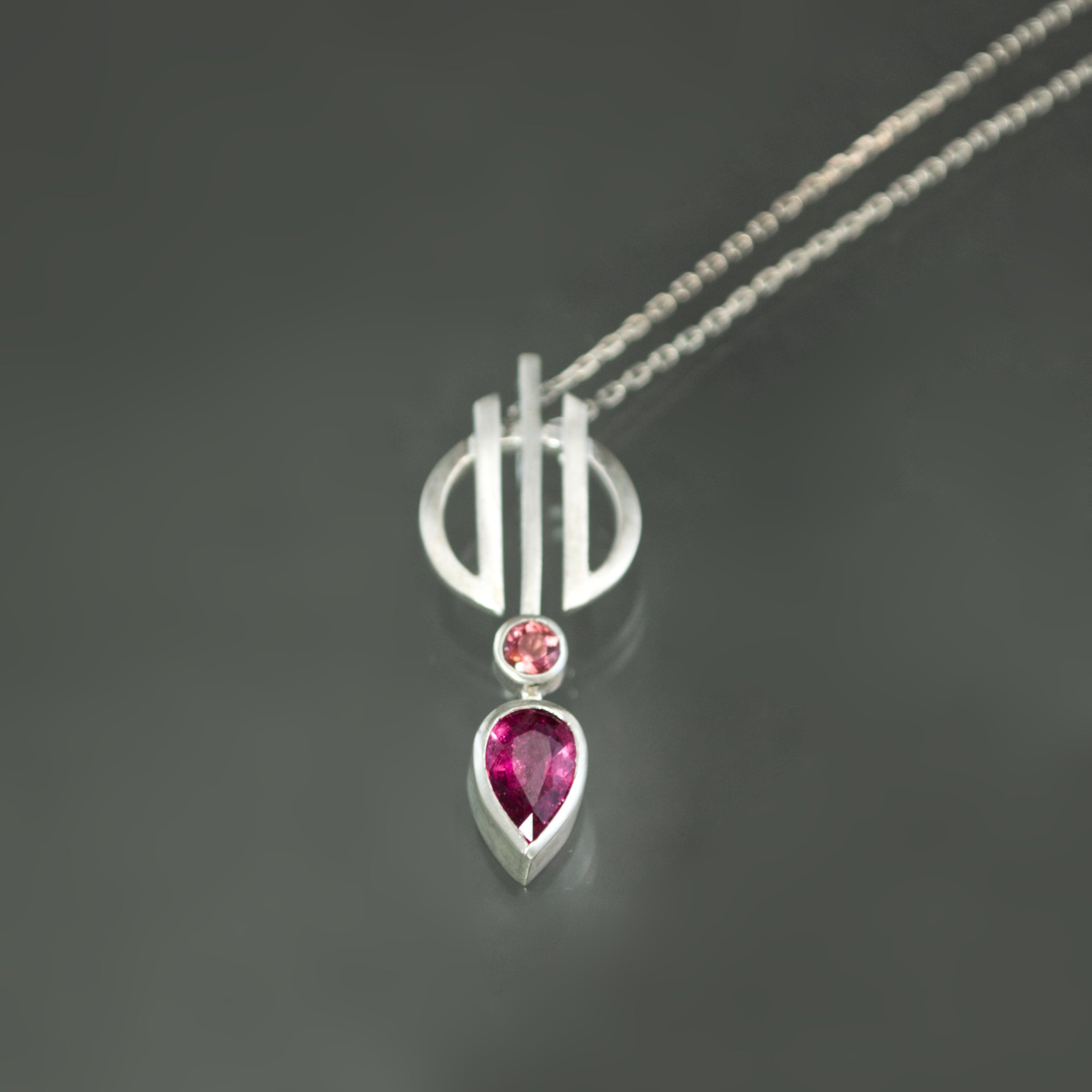 Pink Tourmaline and Zircon Linear Necklace