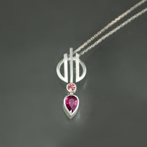 Pink Tourmaline and Zircon Linear Necklace