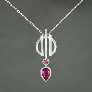 Pink Tourmaline and Zircon Linear Necklace