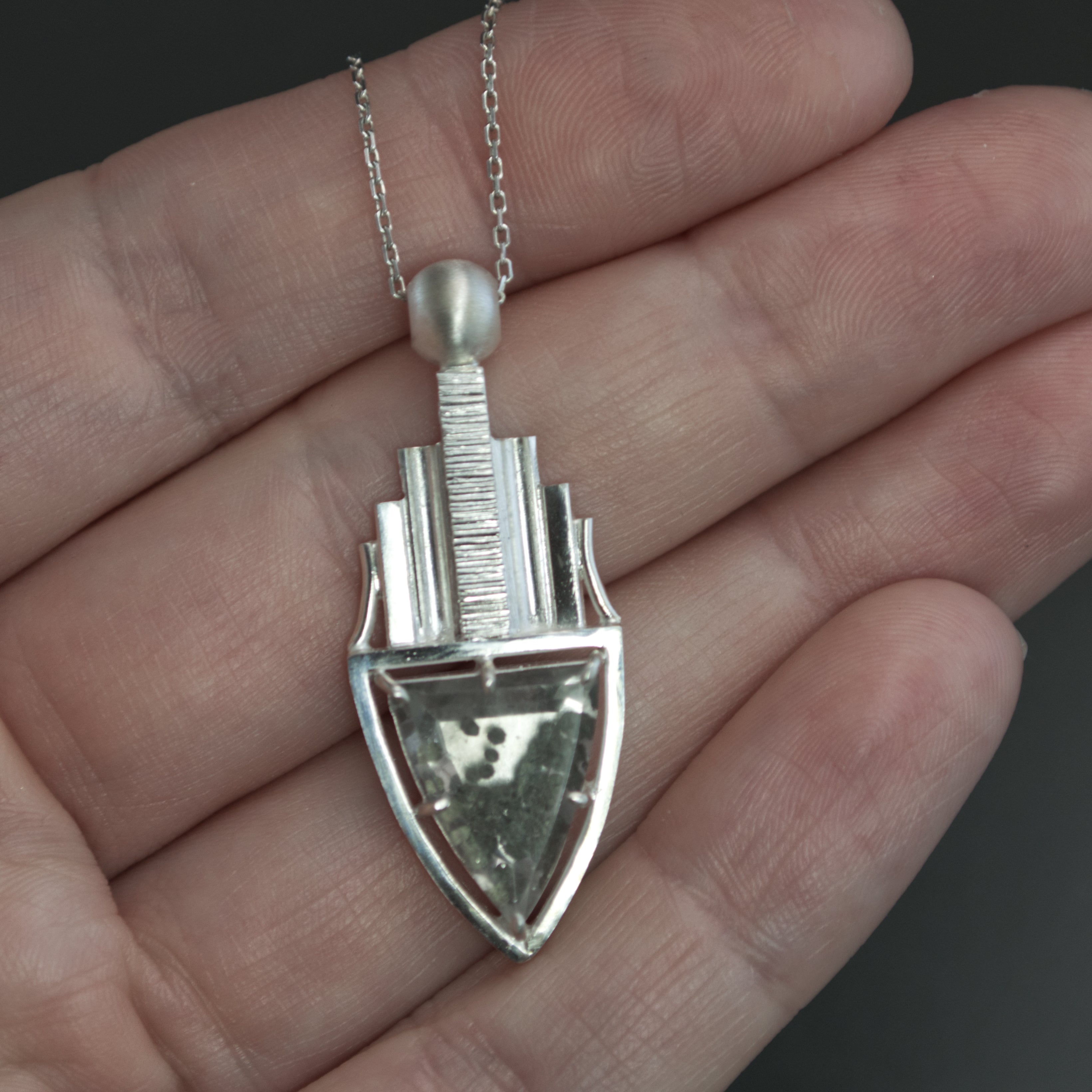 Pyrite in Quartz Deco Skyline Pendant