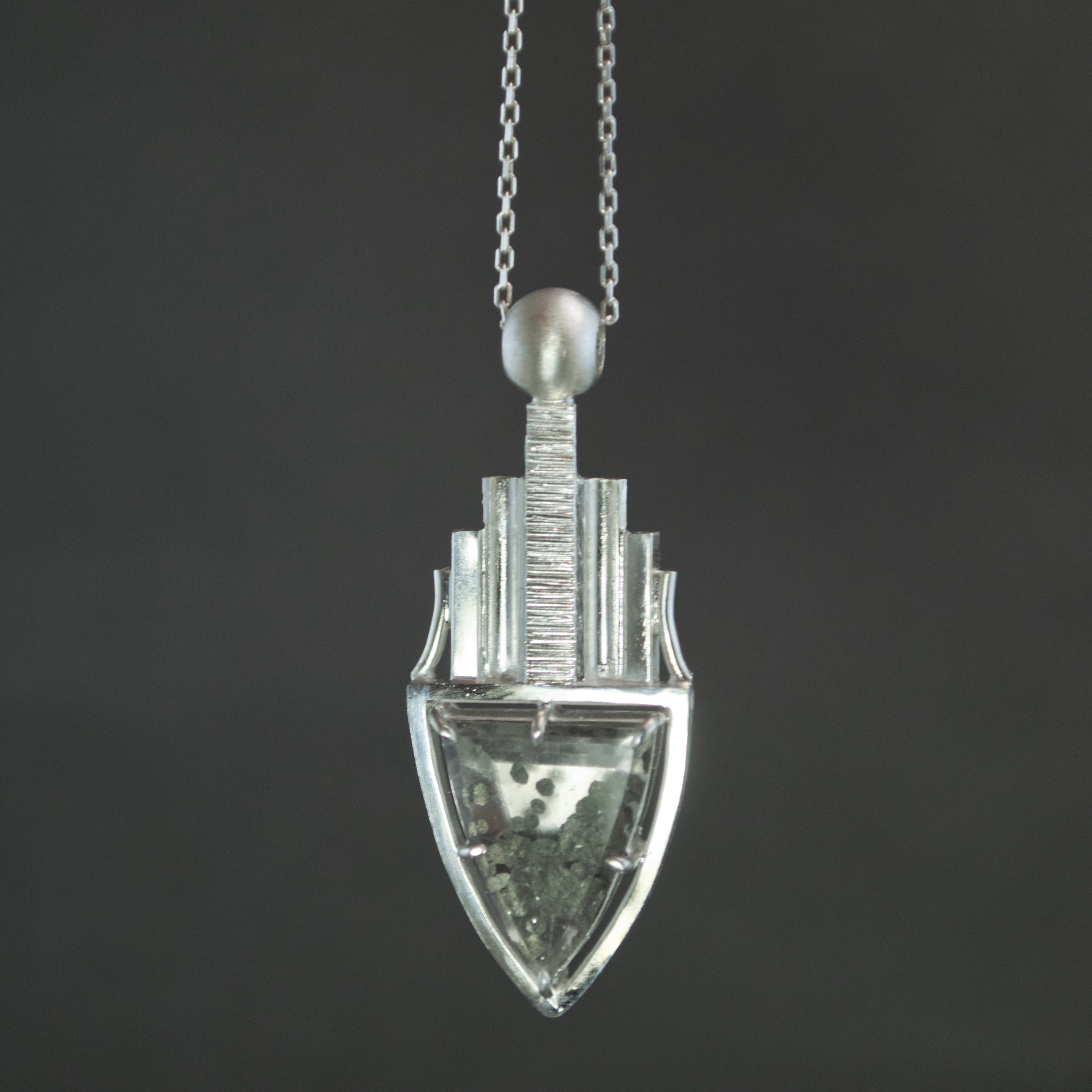 Pyrite in Quartz Deco Skyline Pendant