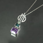 Amethyst and Tourmaline Linear Necklace
