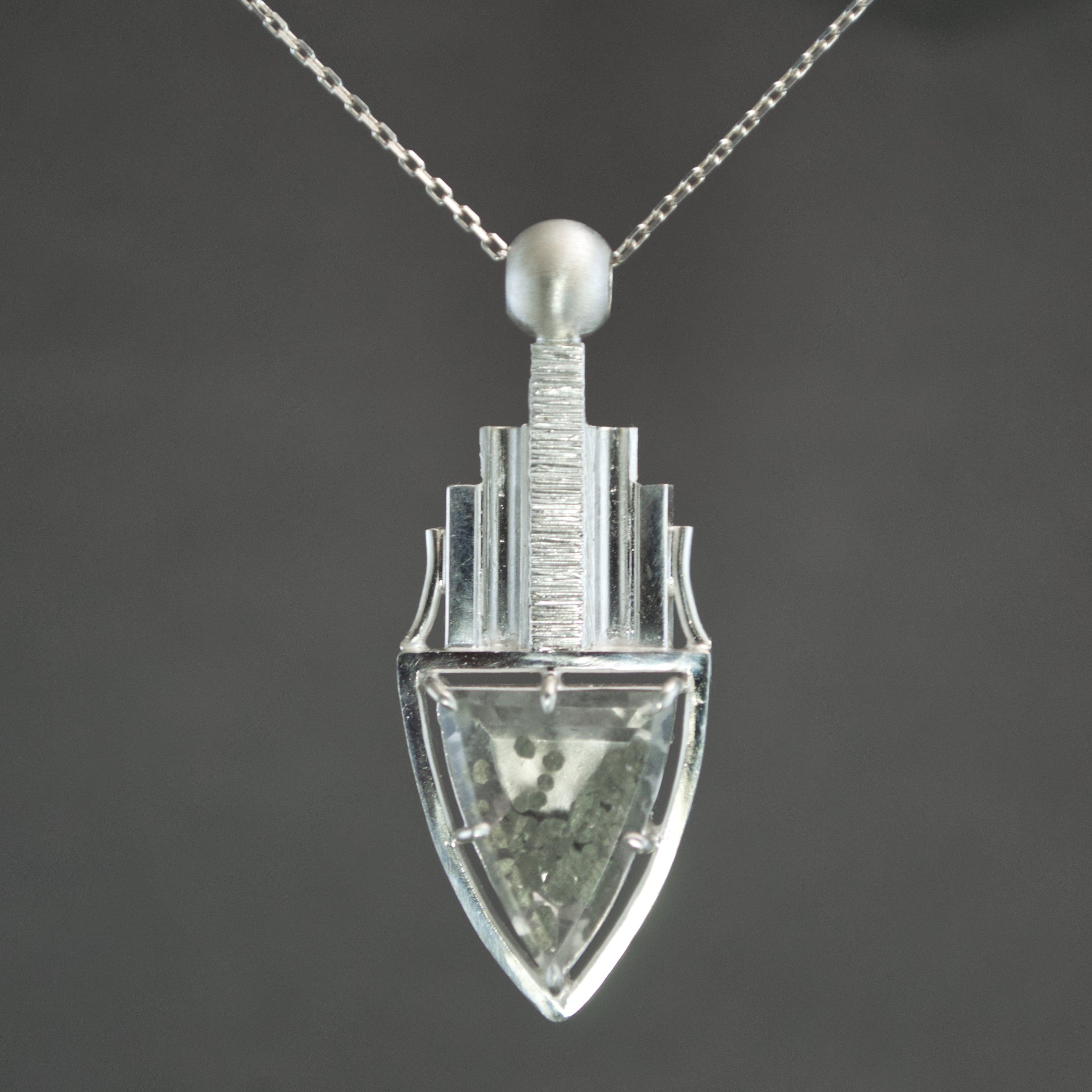 Pyrite in Quartz Deco Skyline Pendant
