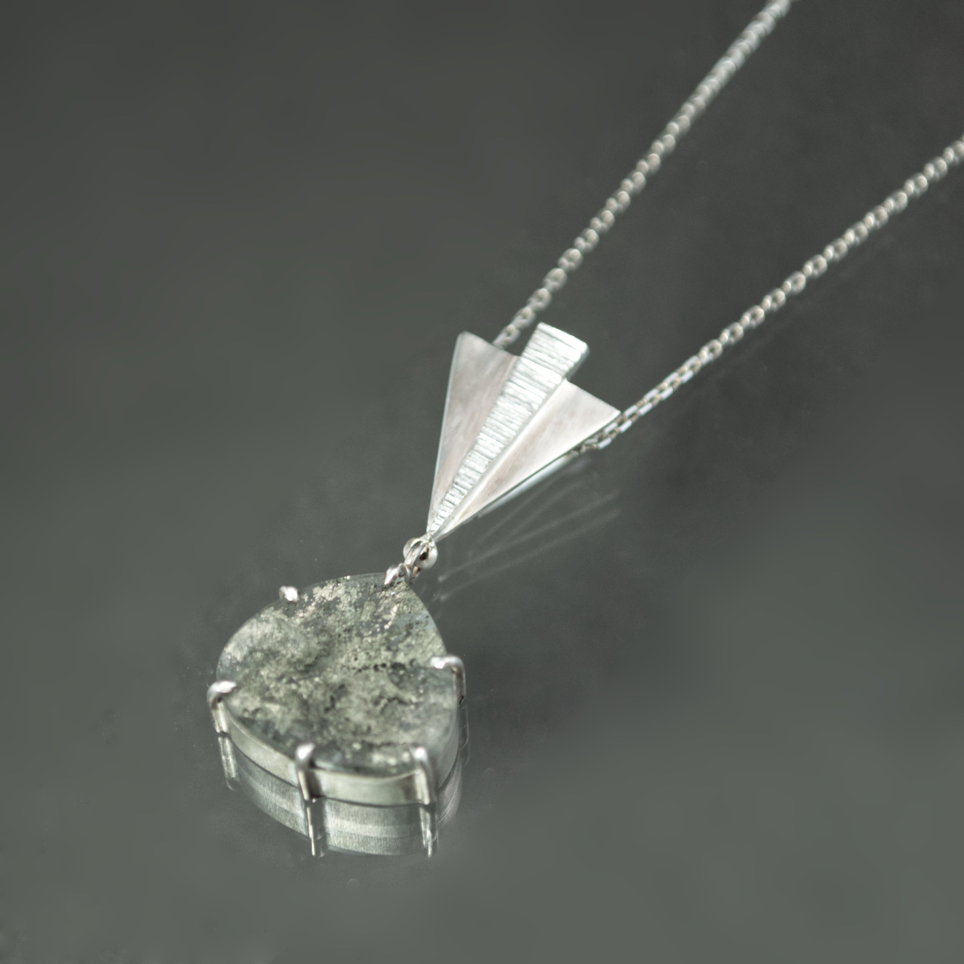 Pyrite in Quartz Deco Fan Pendant