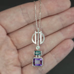 Amethyst and Tourmaline Linear Necklace