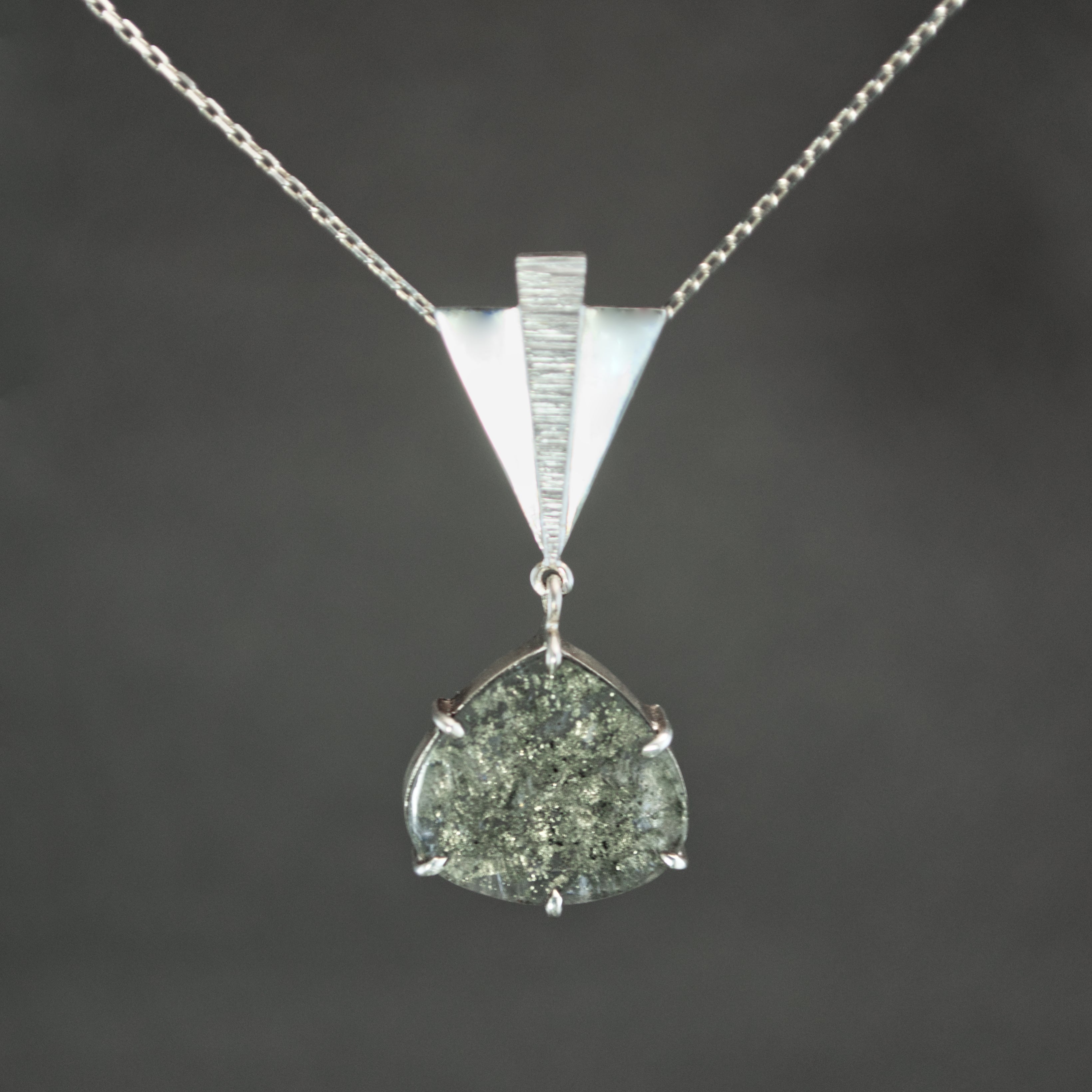 Pyrite in Quartz Deco Fan Pendant