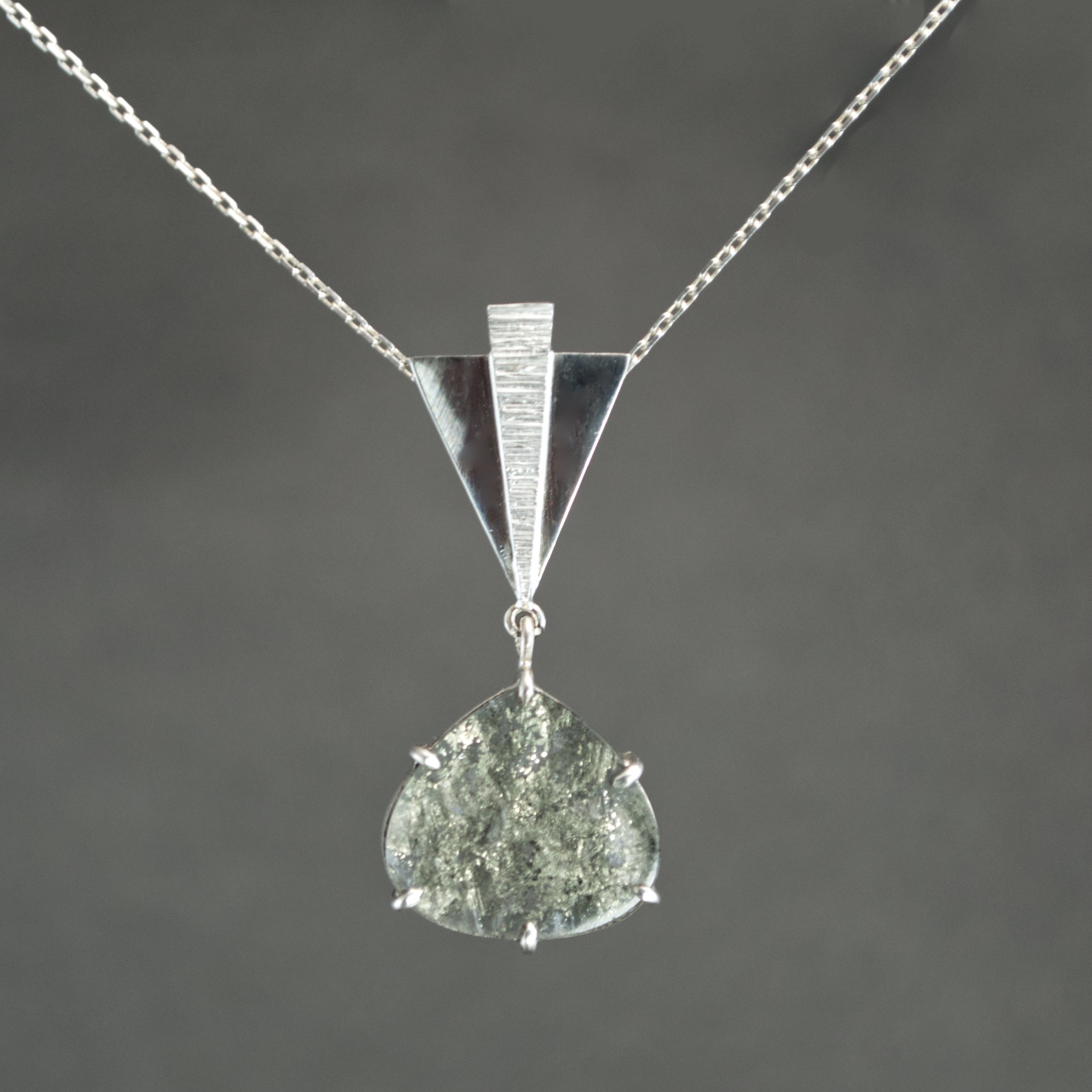 Pyrite in Quartz Deco Fan Pendant