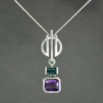 Amethyst and Tourmaline Linear Necklace