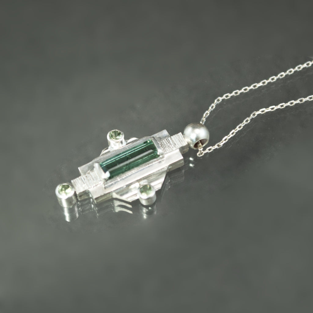 Tourmaline and Sapphire Sconce Pendant
