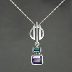 Amethyst and Tourmaline Linear Necklace