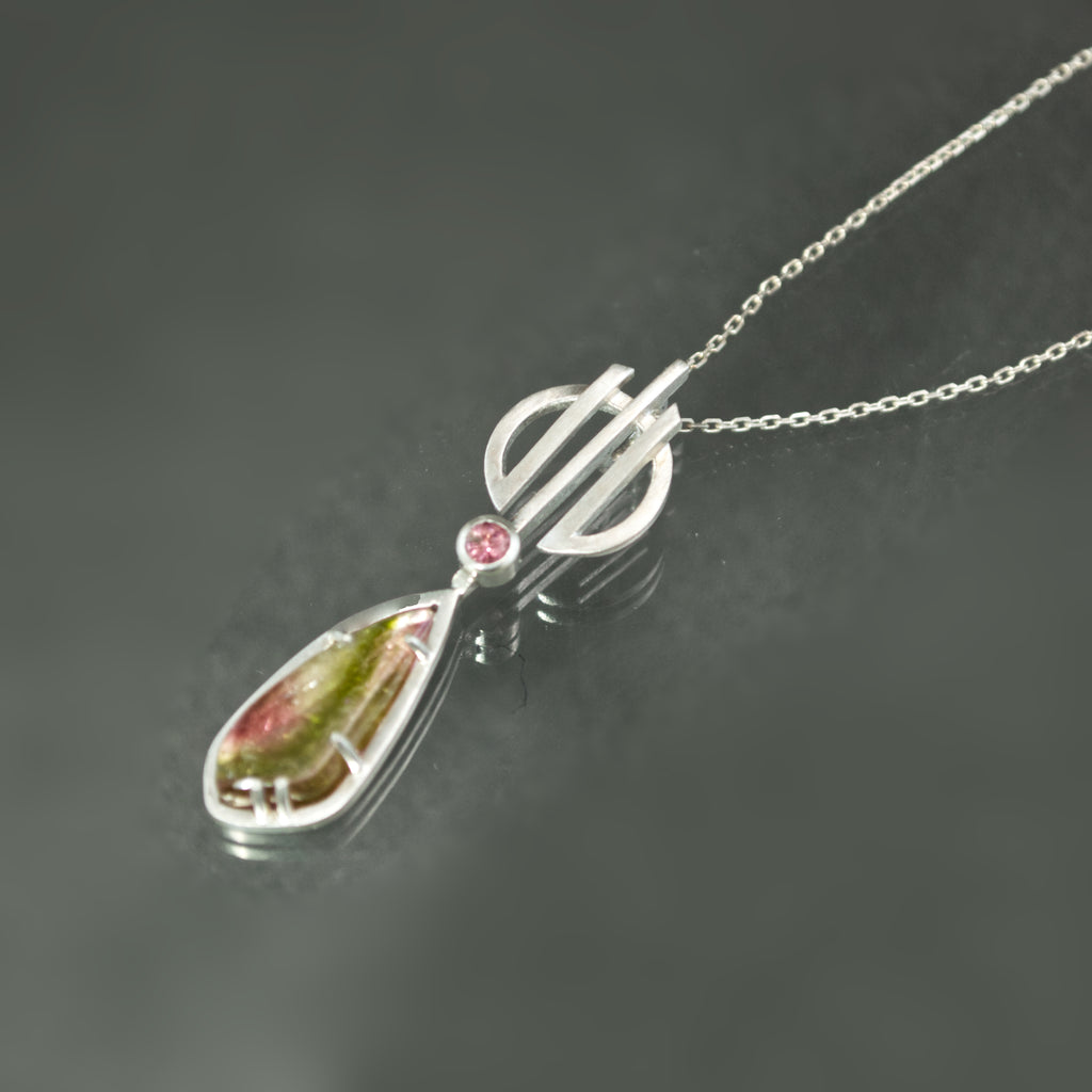 Watermelon Tourmaline Linear Necklace