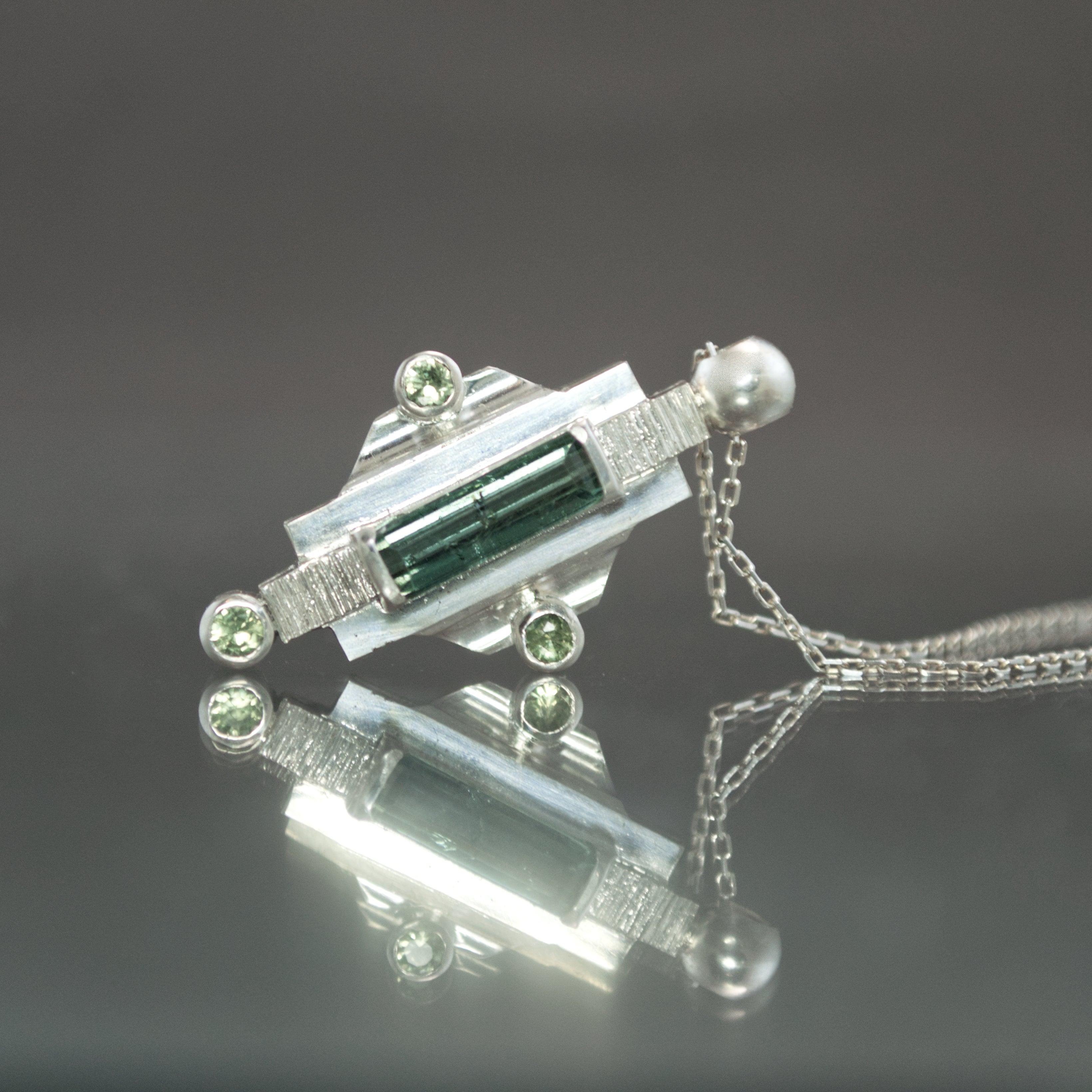 Tourmaline and Sapphire Sconce Pendant
