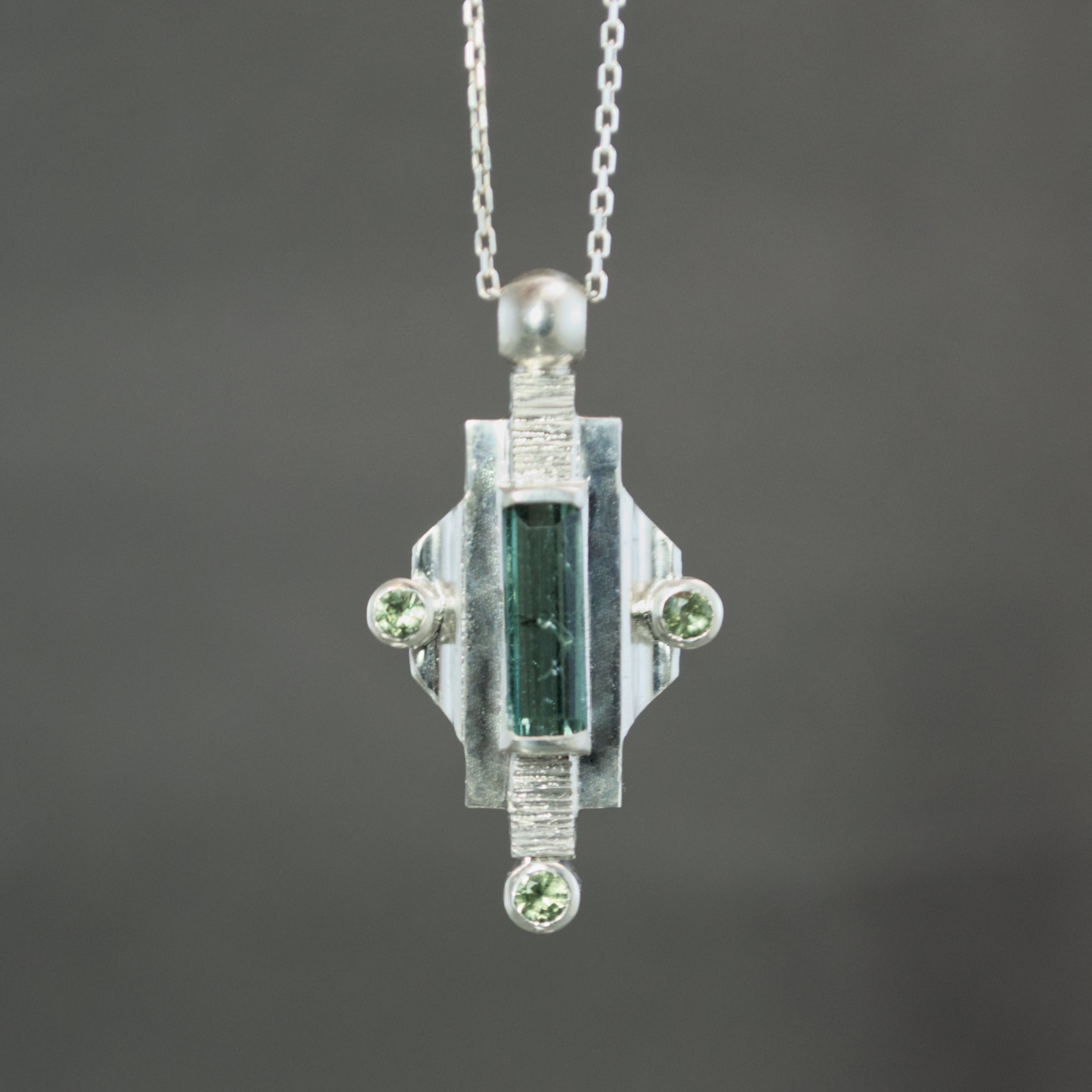 Tourmaline and Sapphire Sconce Pendant