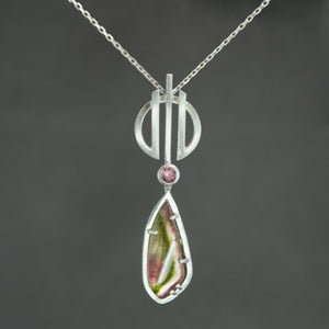 Watermelon Tourmaline Linear Necklace