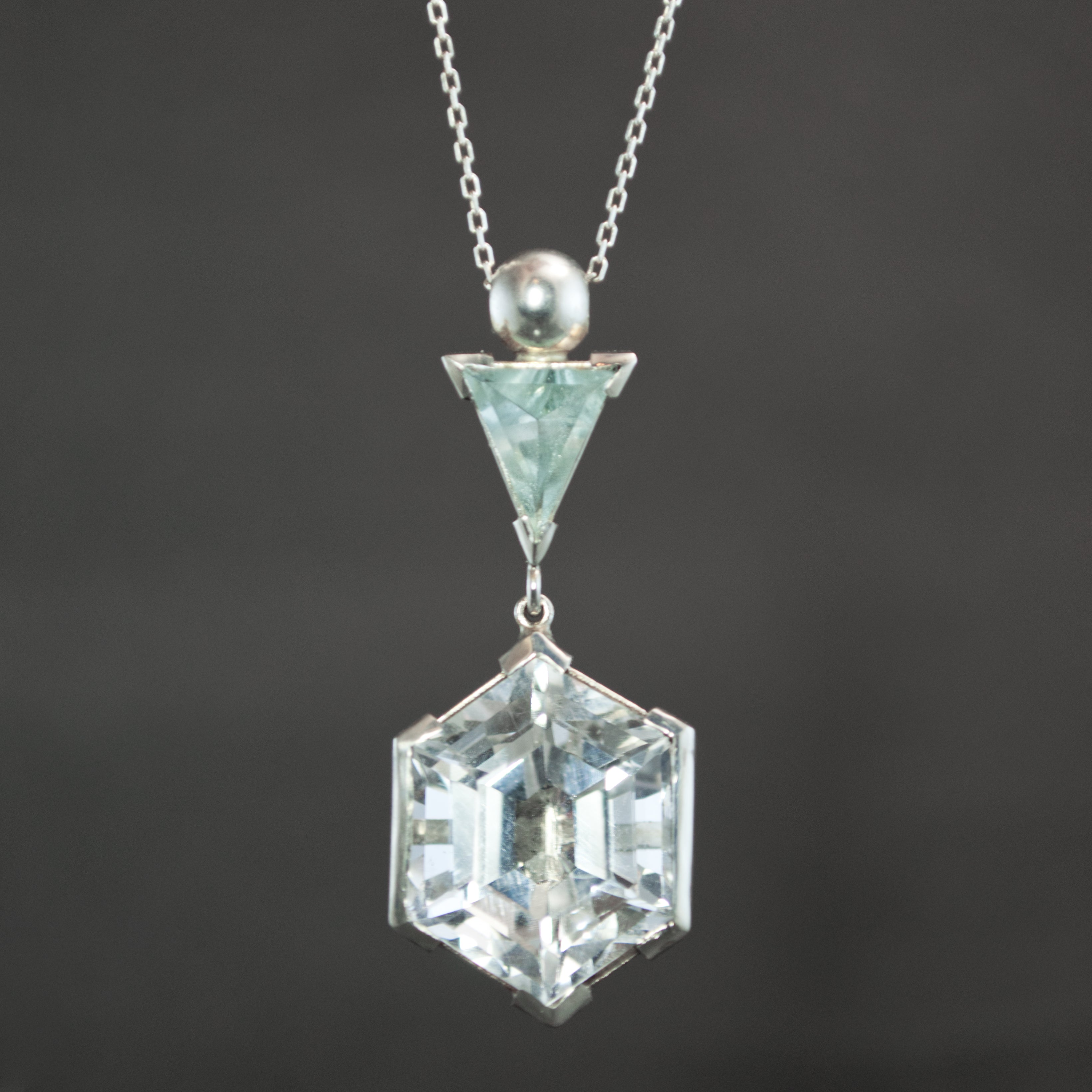 Aquamarine and Rock Crystal Pendant
