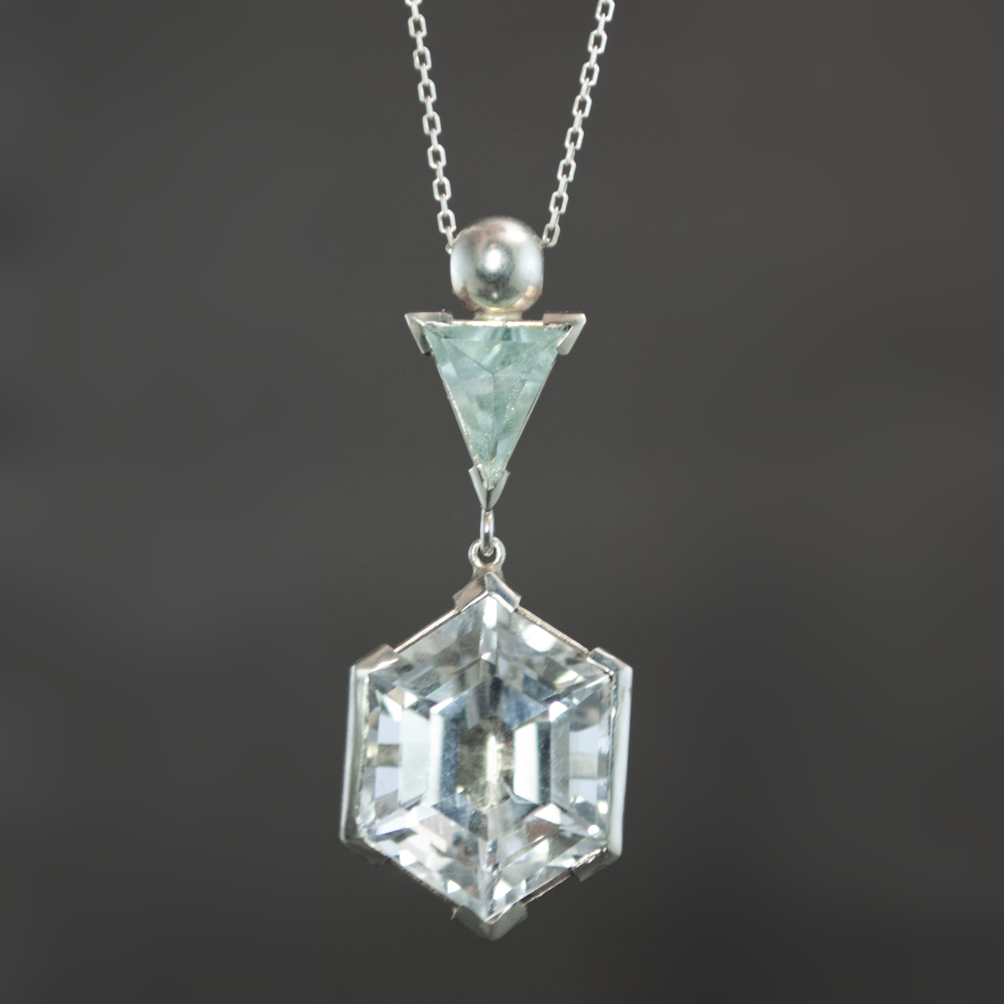 Aquamarine and Rock Crystal Pendant