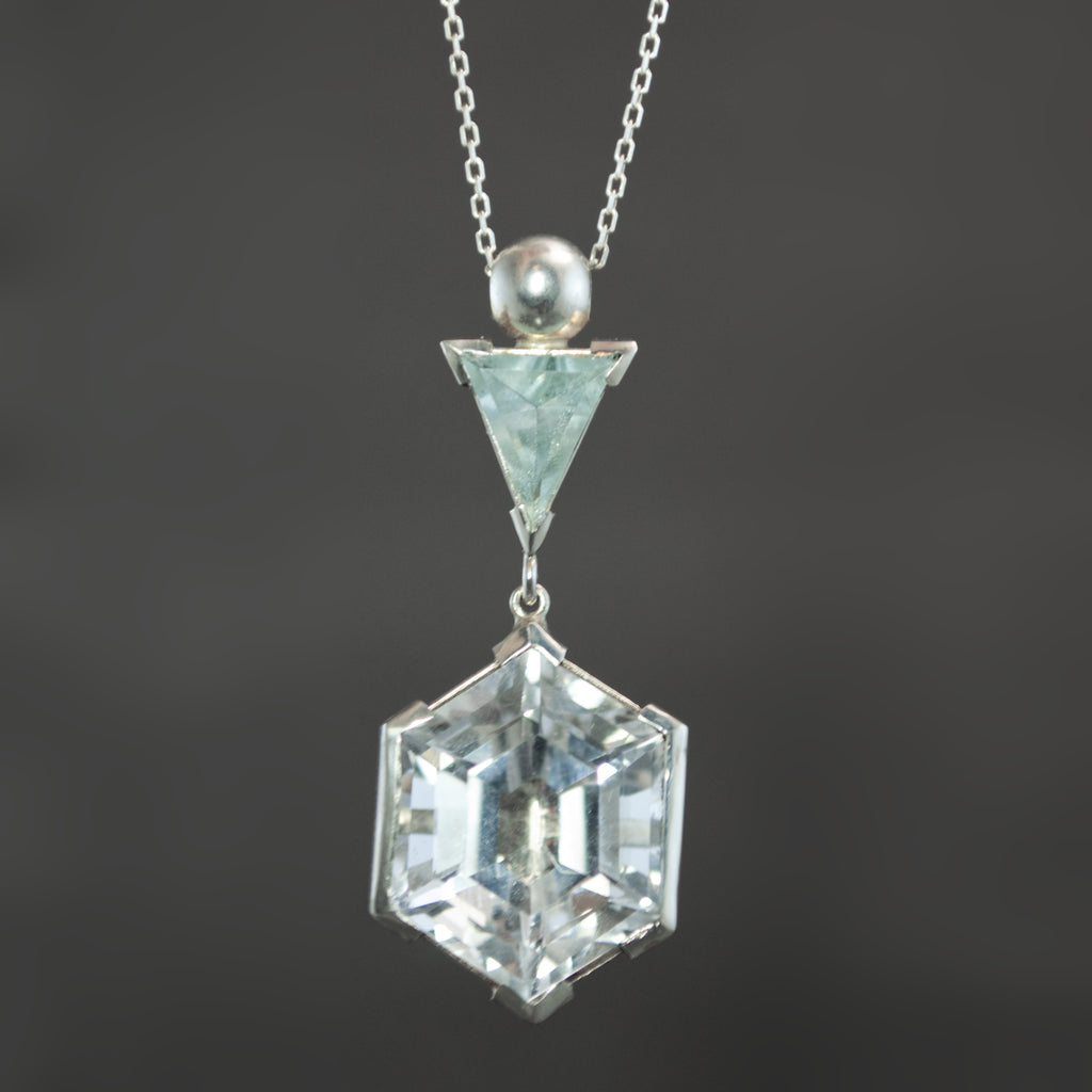 Aquamarine and Rock Crystal Pendant