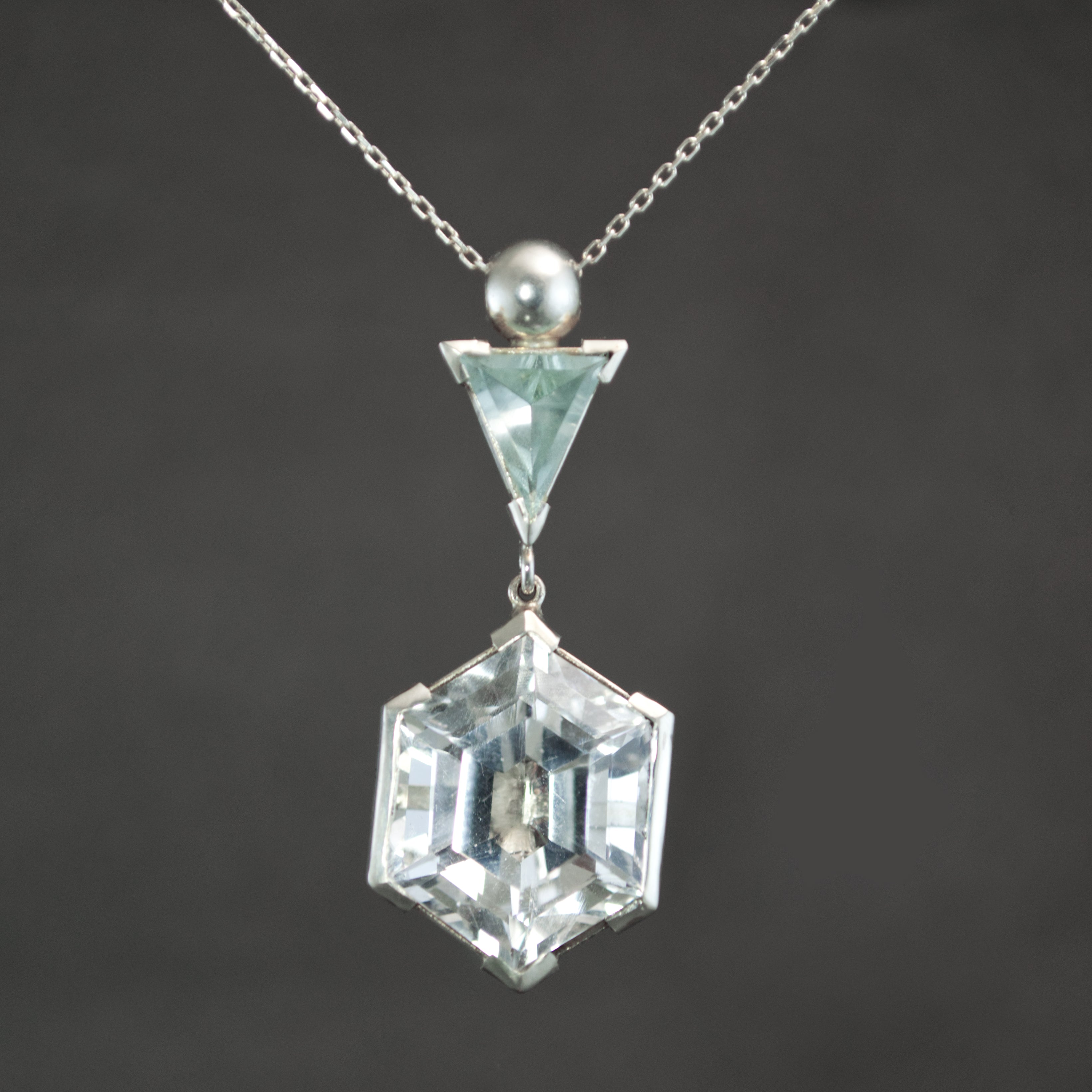 Aquamarine and Rock Crystal Pendant