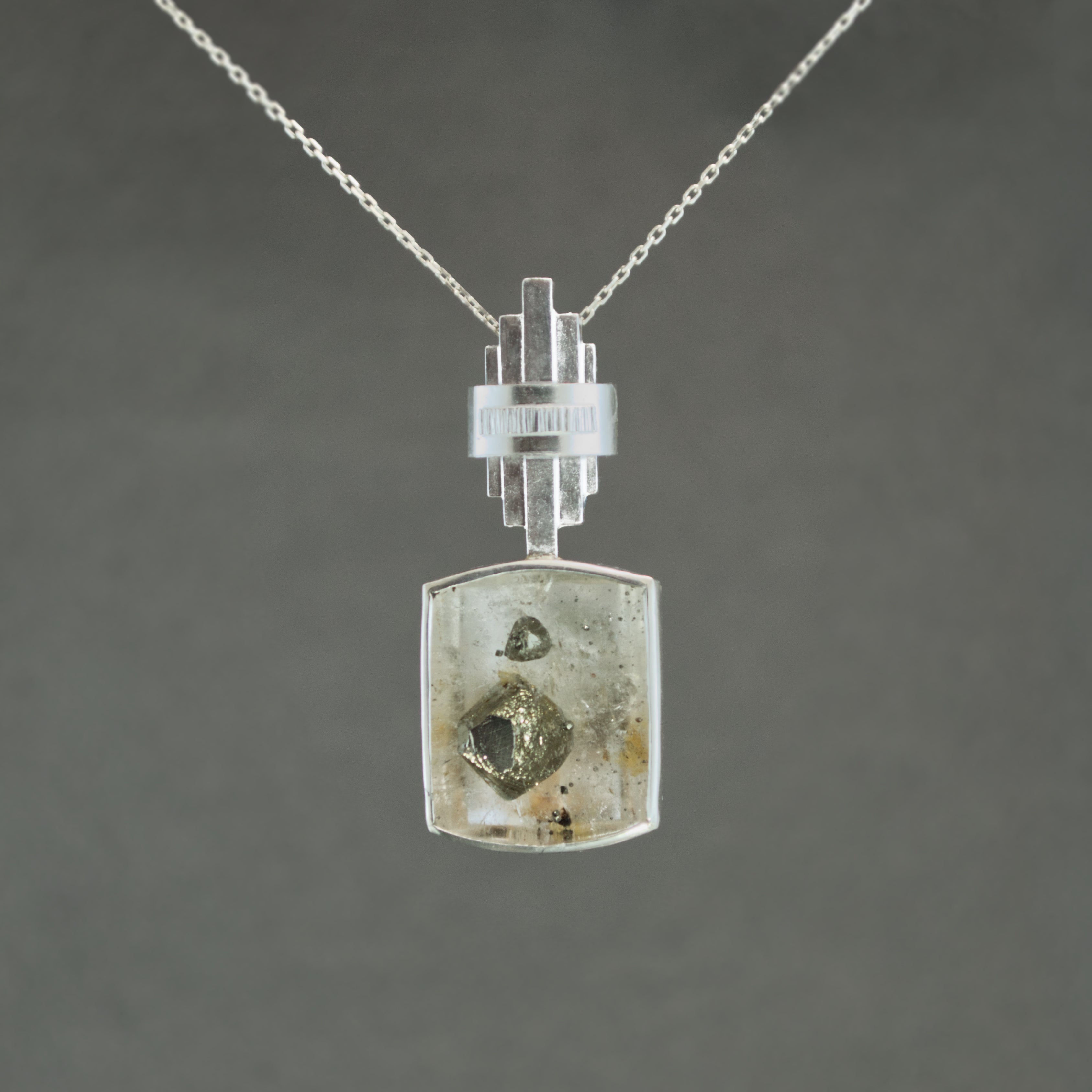 Pyrite in Quartz Sconce Statement Necklace