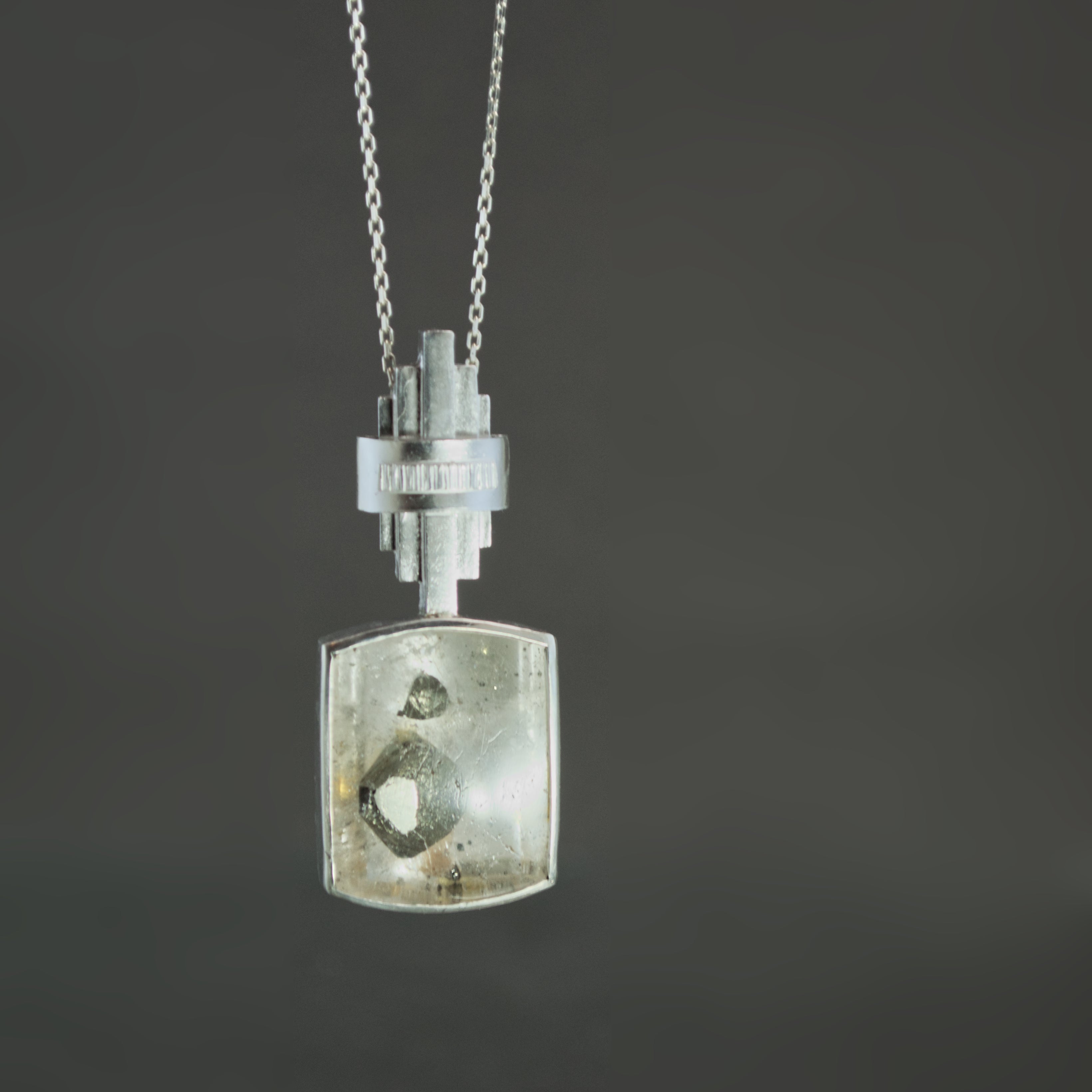 Pyrite in Quartz Sconce Statement Necklace
