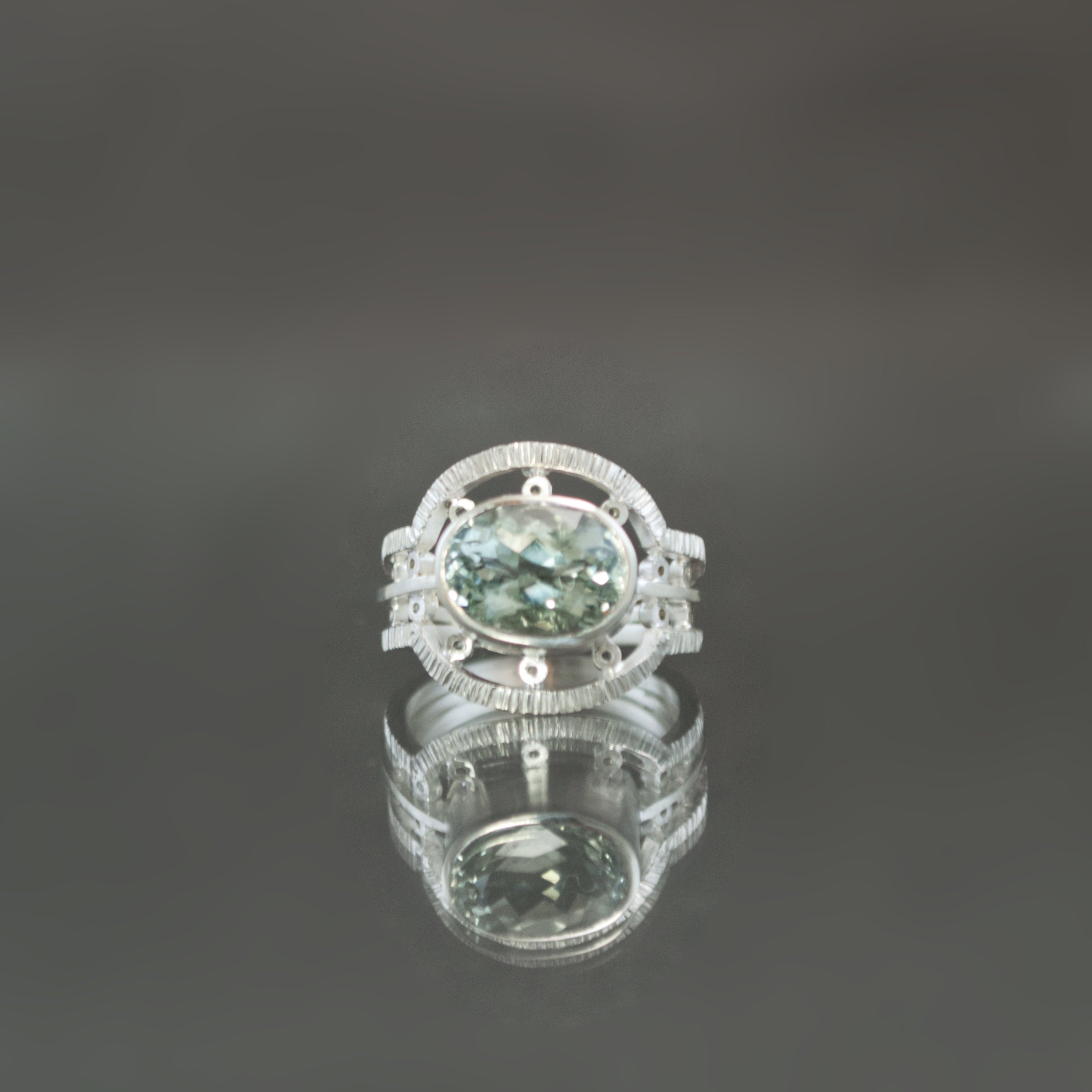 Green Topaz Ring in Sterling Silver - Size 7