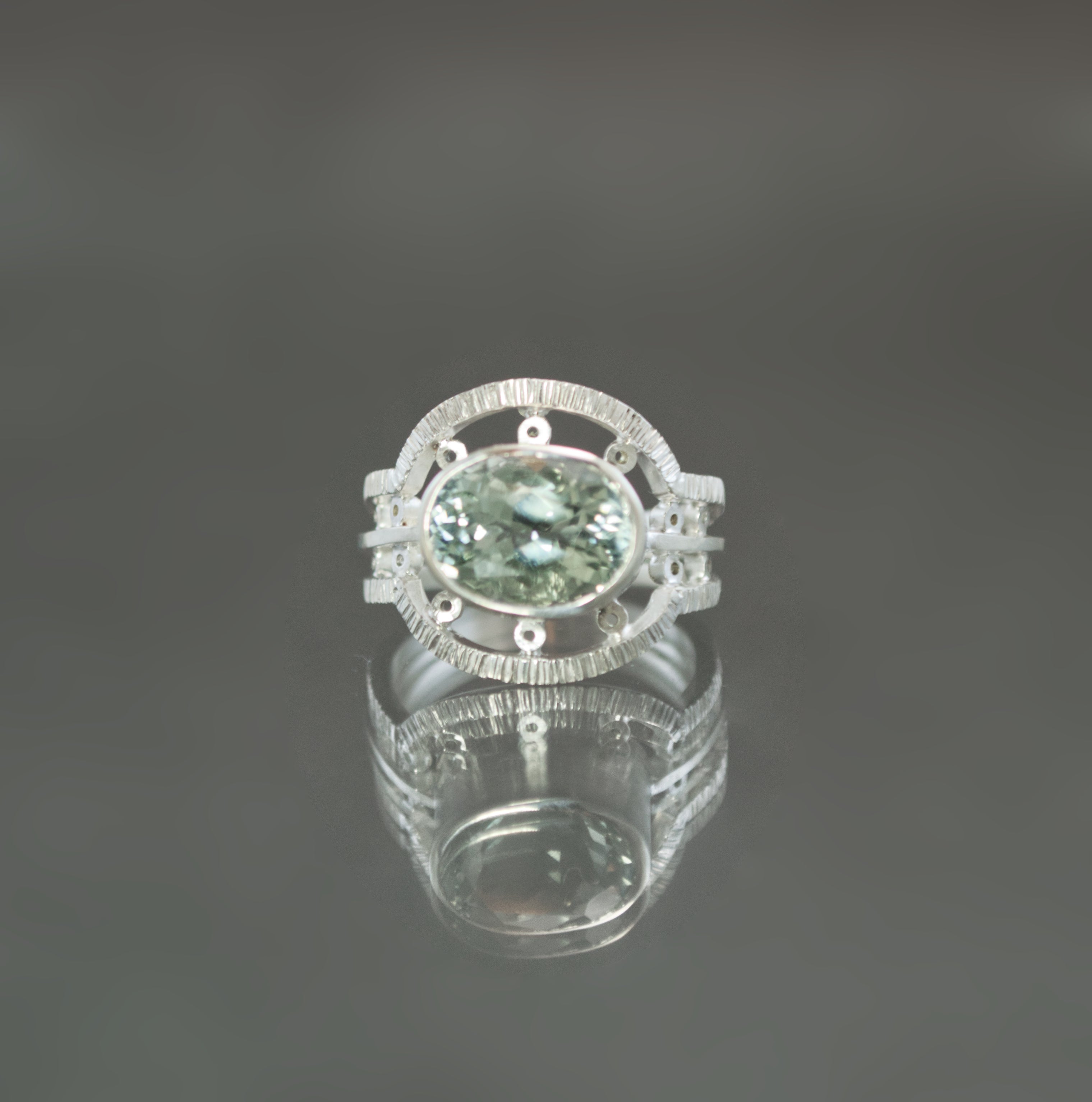 Green Topaz Ring in Sterling Silver - Size 7