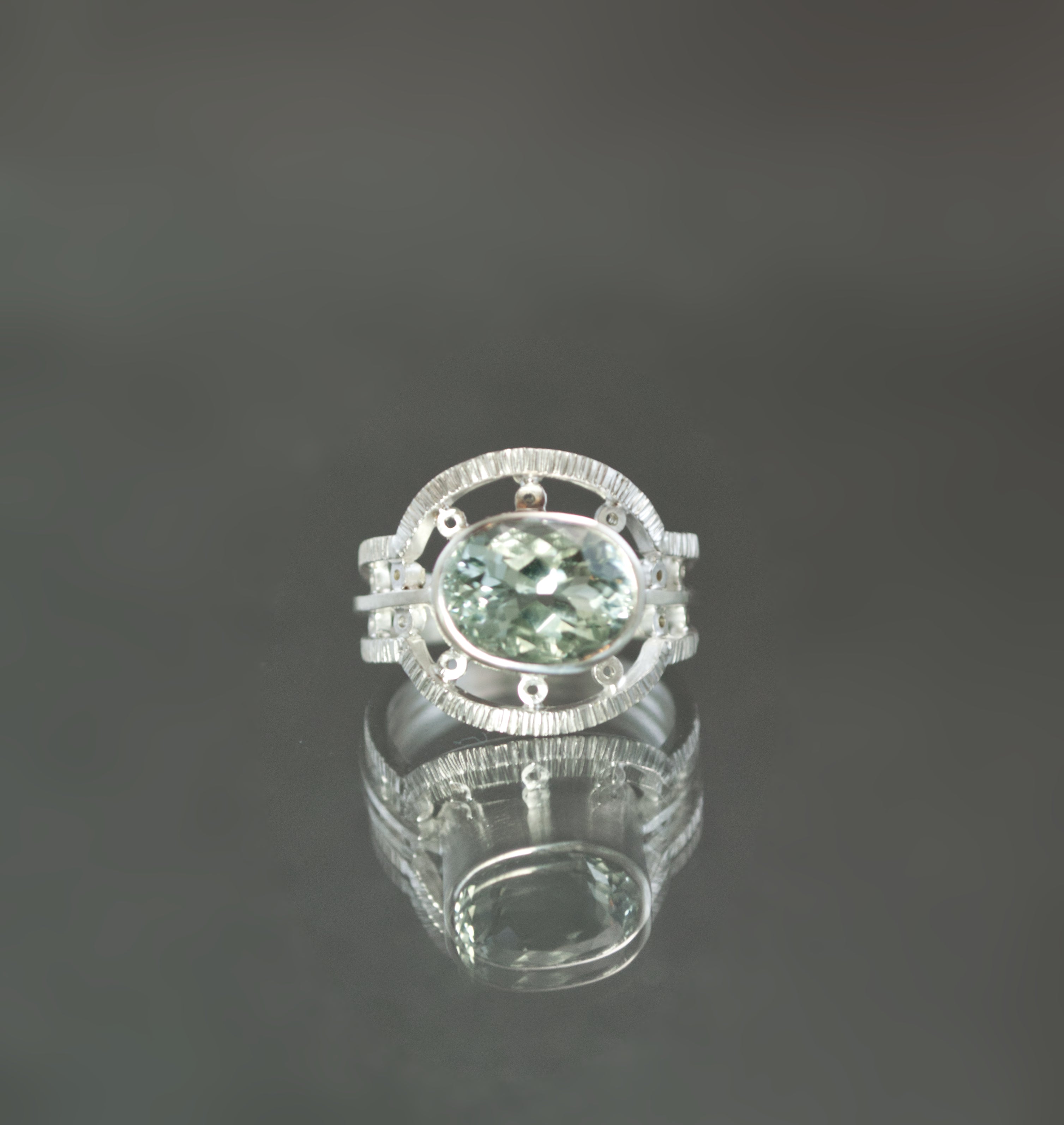 Green Topaz Ring in Sterling Silver - Size 7