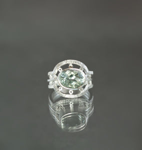 Green Topaz Ring in Sterling Silver - Size 7