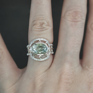 Green Topaz Ring in Sterling Silver - Size 7
