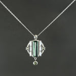 Tourmaline and Sapphire Deco Circle Pendant in Sterling Silver