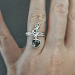 Tourmaline and Sapphire Serpent Ring in Sterling Silver - Size 6.75