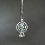 Tsavorite Garnet and Sapphire Deco Circle Pendant in Sterling Silver