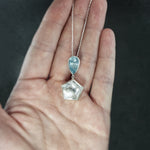 Aquamarine and Quartz Pendant in Sterling Silver