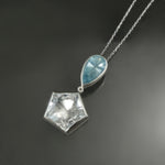 Aquamarine and Quartz Pendant in Sterling Silver