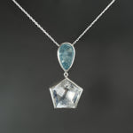 Aquamarine and Quartz Pendant in Sterling Silver