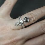 Tourmaline and Sapphire Serpent Ring in Sterling Silver - Size 6.75