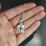 Tourmalinated Quartz and Tourmaline Pendant in Sterling Silver