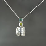 Tourmalinated Quartz and Tourmaline Pendant in Sterling Silver
