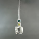 Tourmalinated Quartz and Tourmaline Pendant in Sterling Silver