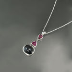 Indigo Spinel and Neon Pink Tourmaline Pendant in Sterling Silver