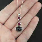 Indigo Spinel and Neon Pink Tourmaline Pendant in Sterling Silver