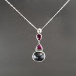 Indigo Spinel and Neon Pink Tourmaline Pendant in Sterling Silver
