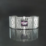 Purple Spinel Culet Screen Cuff Bracelet in Sterling Silver