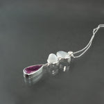 White Moonstone and Tourmaline Pendant in Sterling Silver
