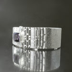 Purple Spinel Culet Screen Cuff Bracelet in Sterling Silver