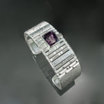 Purple Spinel Culet Screen Cuff Bracelet in Sterling Silver