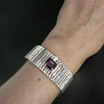 Purple Spinel Culet Screen Cuff Bracelet in Sterling Silver