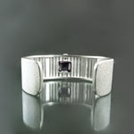 Purple Spinel Culet Screen Cuff Bracelet in Sterling Silver